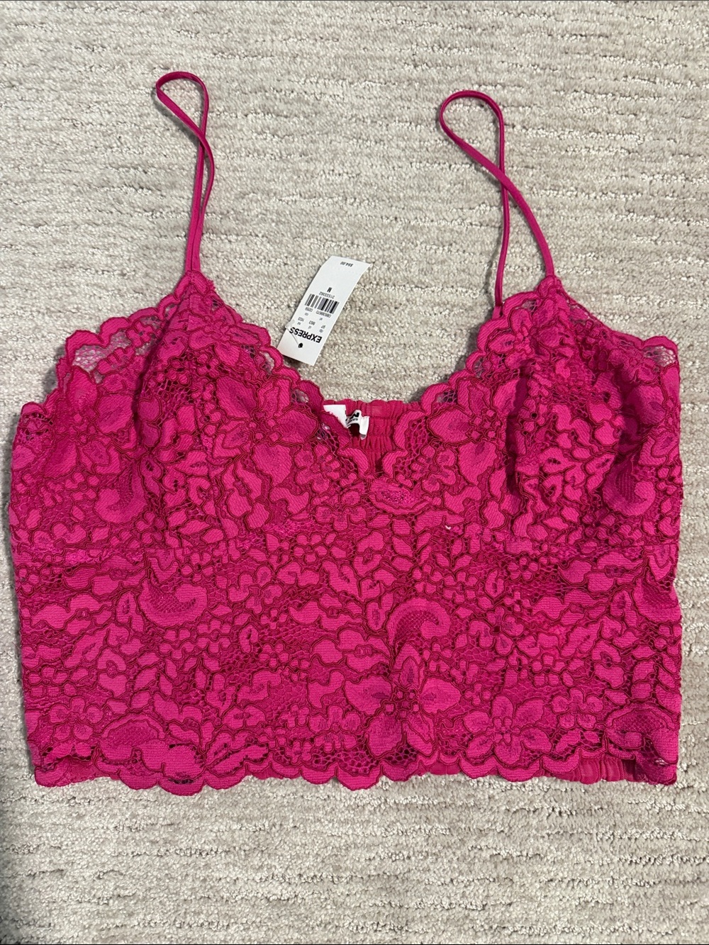 Express Hot Pink Lace Crop Cami